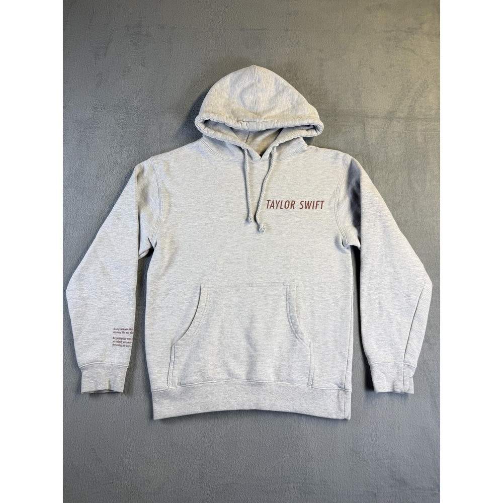 Taylor Swift Hoodie Mens Small Gray Red Taylor's Version Graphic Fleece Pullover